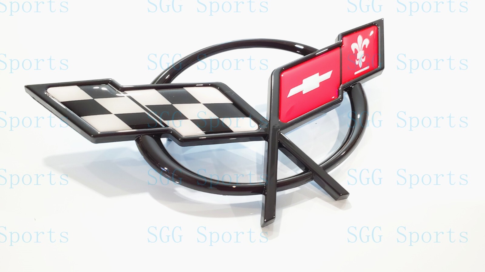 1PC 1997-2004 C5 Corvette Black Front Bumper Only Cross Flags Emblem