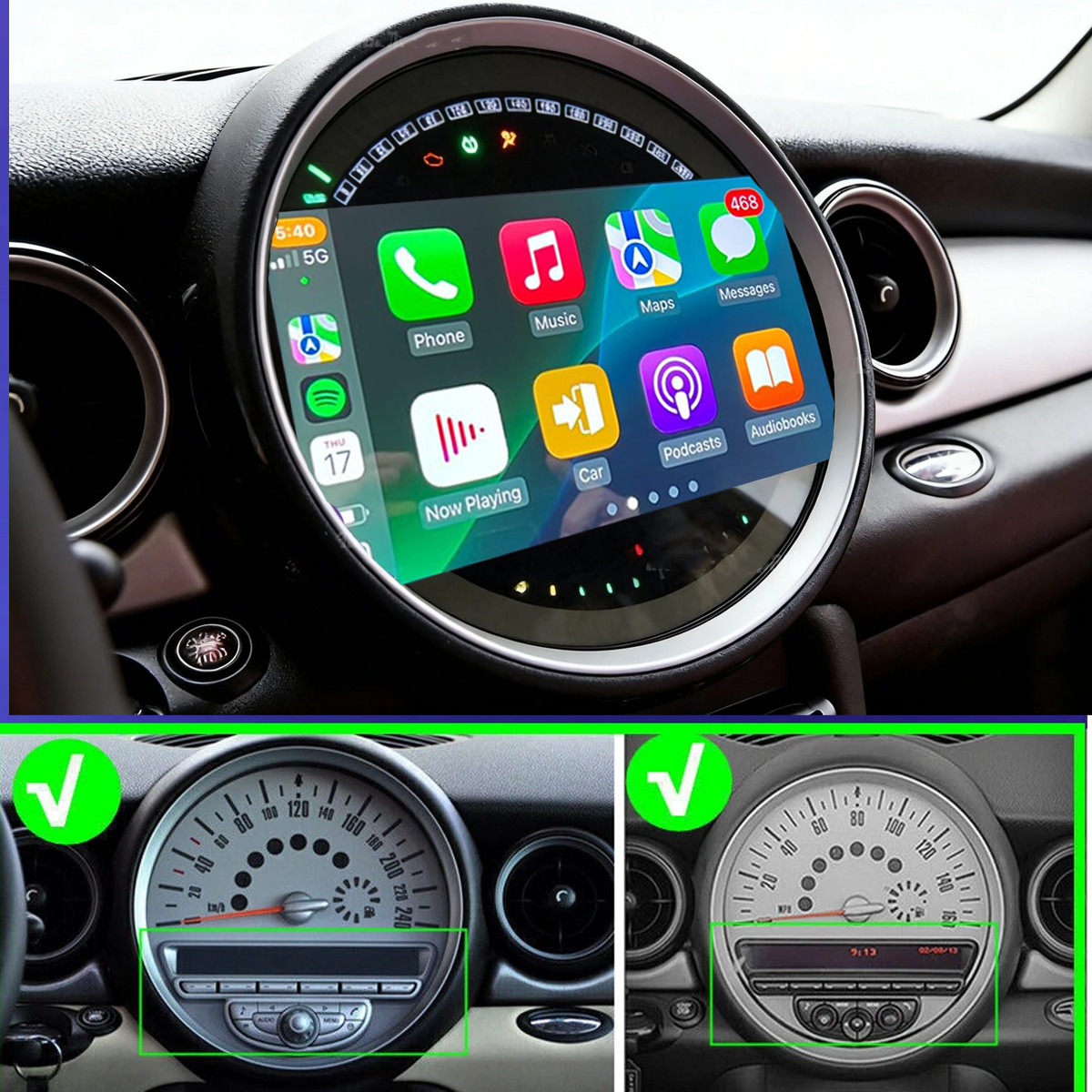 For 2007-2013 BMW Mini Cooper R56 Android 13 GPS Car Stereo Radio Apple Carplay