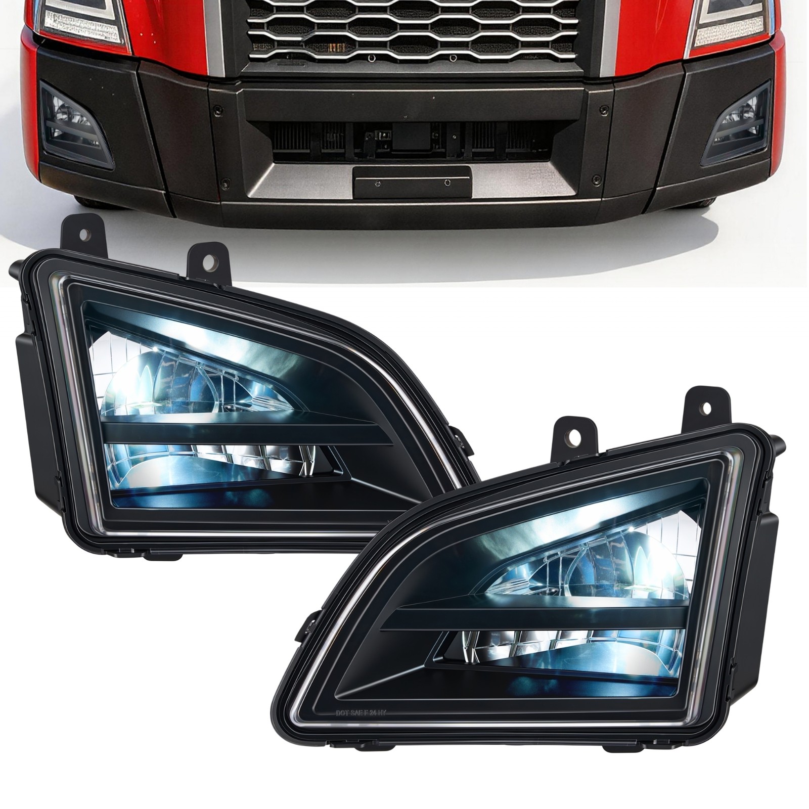 VRC Full LED Fog Lights Pair for 2018-2024 Volvo VNL Trucks Direct Replacement