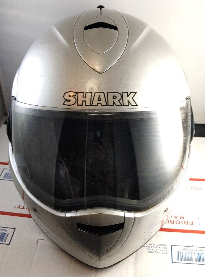 Shark EvoLine Full Face Modular Motorcycle Helmet Size Adult Medium M Silver