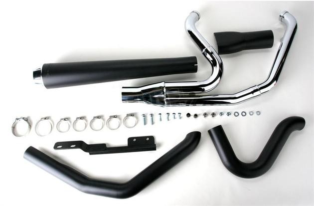 Bassani Road Rage Megaphone 2-into-1 Full Exhaust System Black #1S94RB