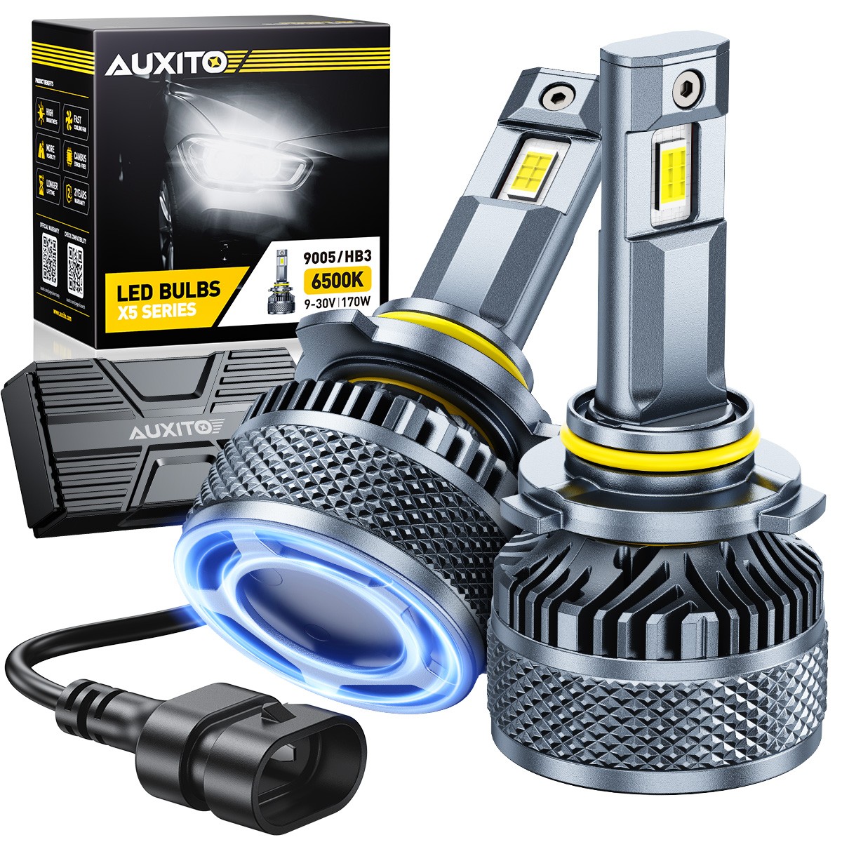 AUXITO X5 Series LED Headlight Bulbs High Low Beam Pattern Replace Halogen 200W