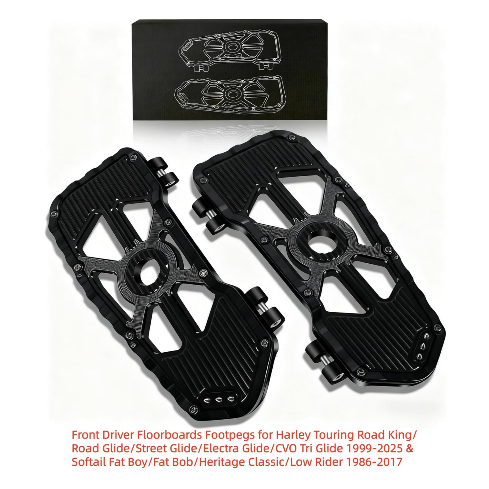 Latest Front Driver Floorboards Footpegs for Harley Touring 1986-2025, Black