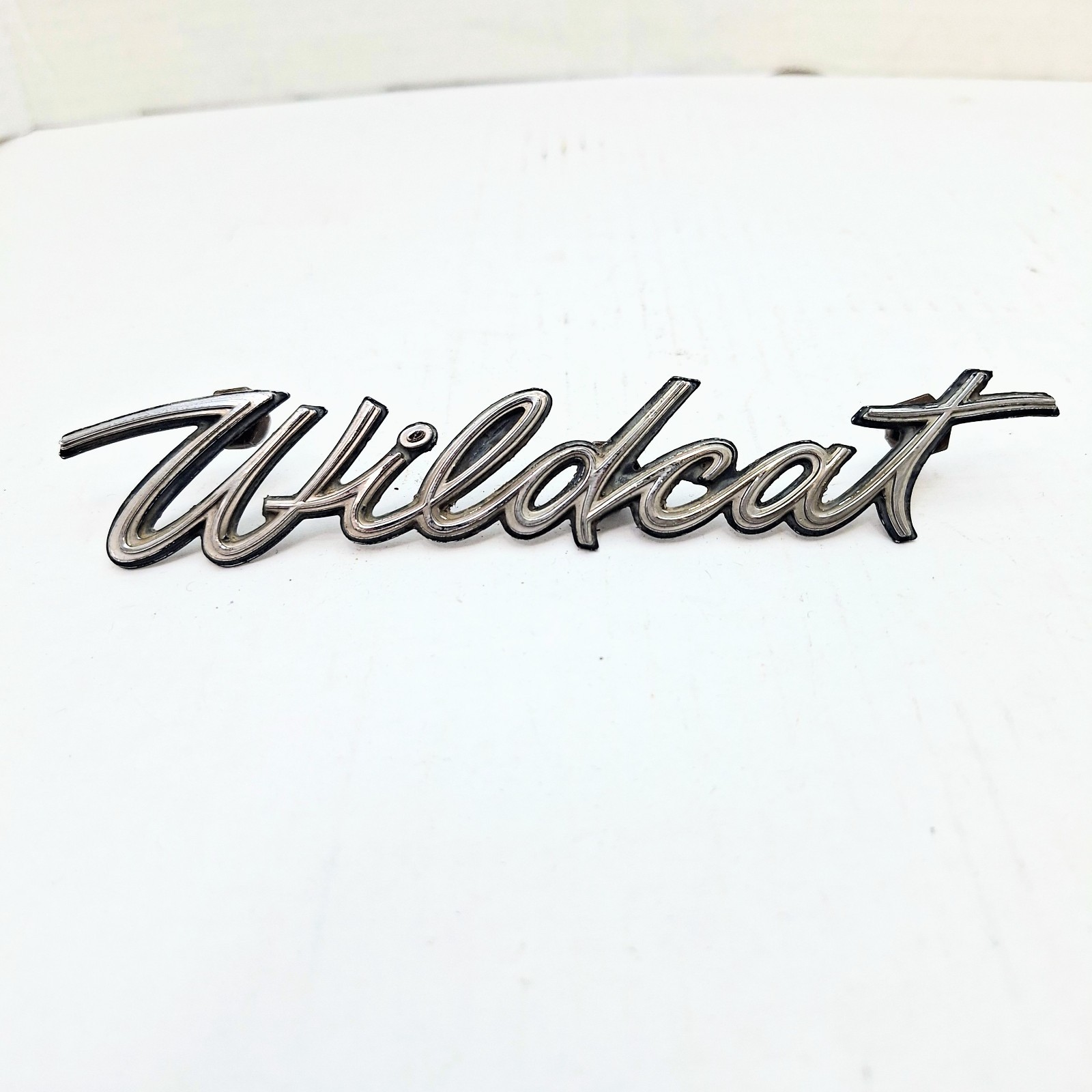 1963-64 Buick Wildcat Front Fender Script Emblem Badge Chrome Original OEM 