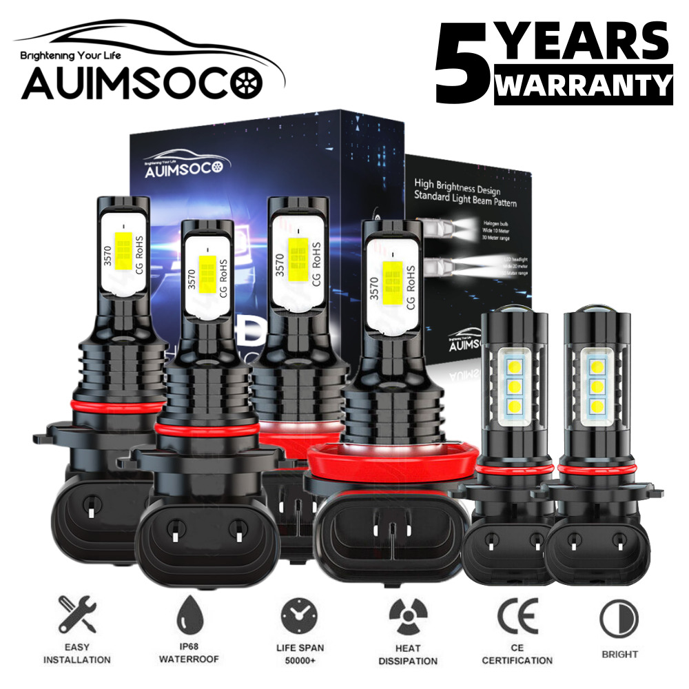 For Ram 1500 2500 3500 2011-2018 LED Headlight Hi Low Beam & Fog Light Bulbs Kit