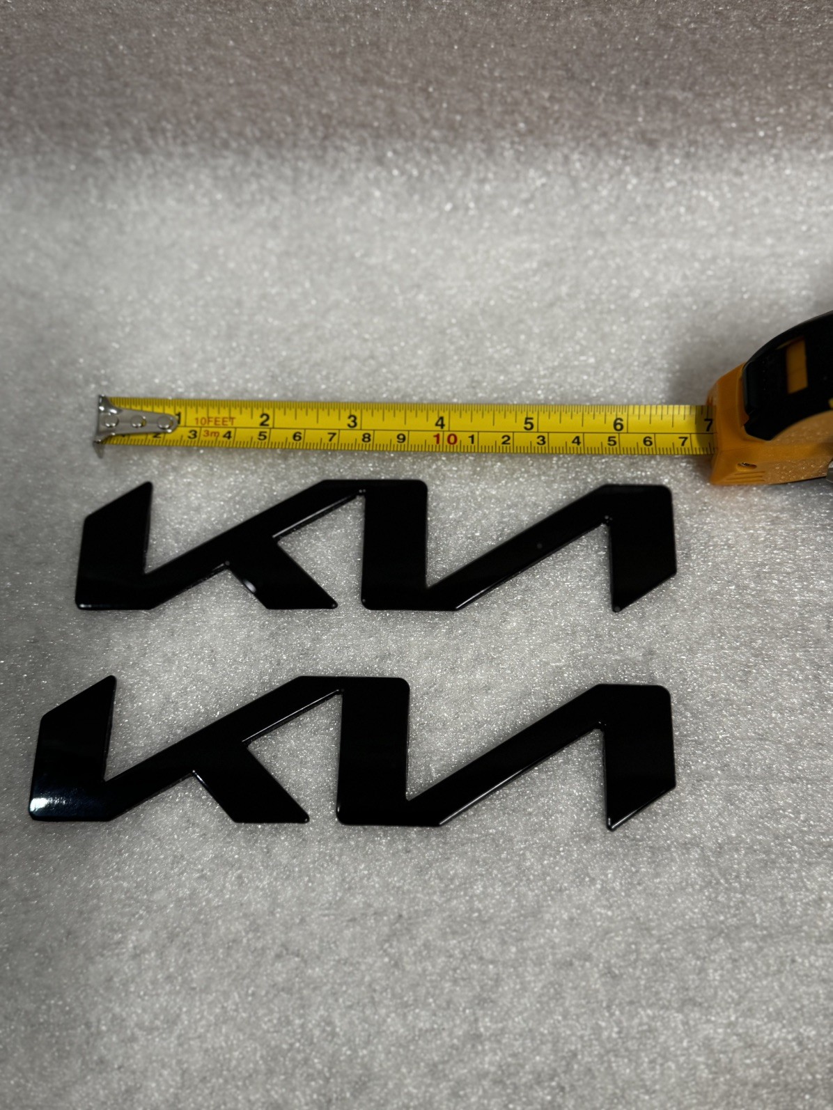 2PCS KN Emblem Badge Gloss Black 170x40mm Front Rear Fits Kia 2022-2025