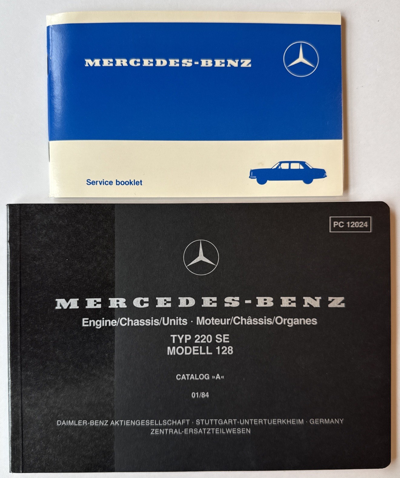 Vintage Mercedes Benz 220 SE Parts Catalog 1984 & 100k Mile Service Booklet 
