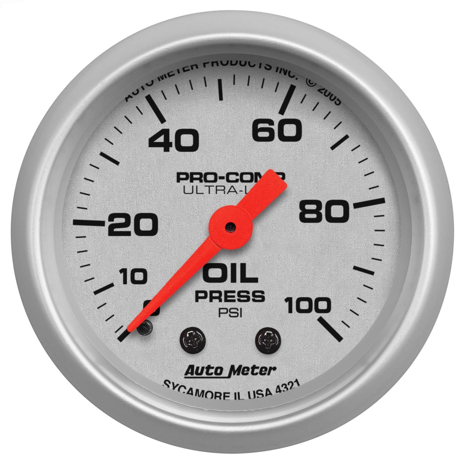 Auto Meter 4321 Ultra Lite Oil Pressure Gauge 0 - 100 PSI Mechanical 2 1/16