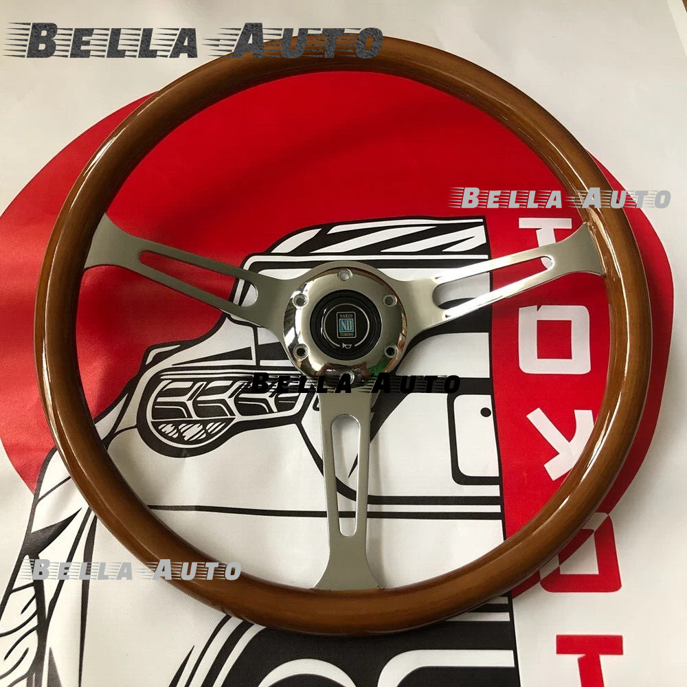 NARDI Classic 380mm 15inch Steering Wheel Mahogany Wood with Chrome Finish