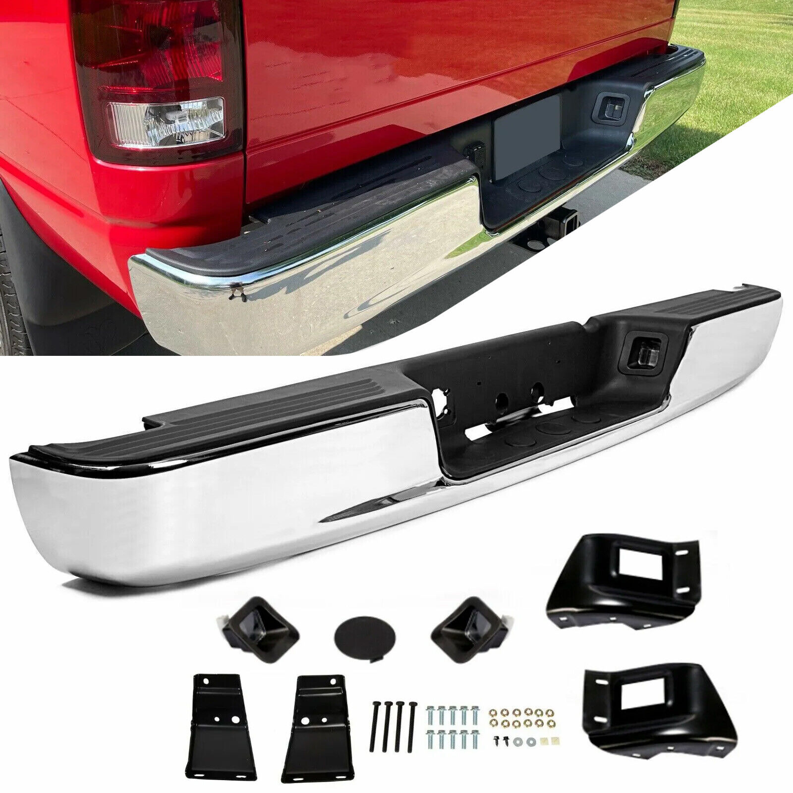 For 04-08 Dodge RAM 1500 2500 3500 HD New Chrome Rear Step Bumper Assembly