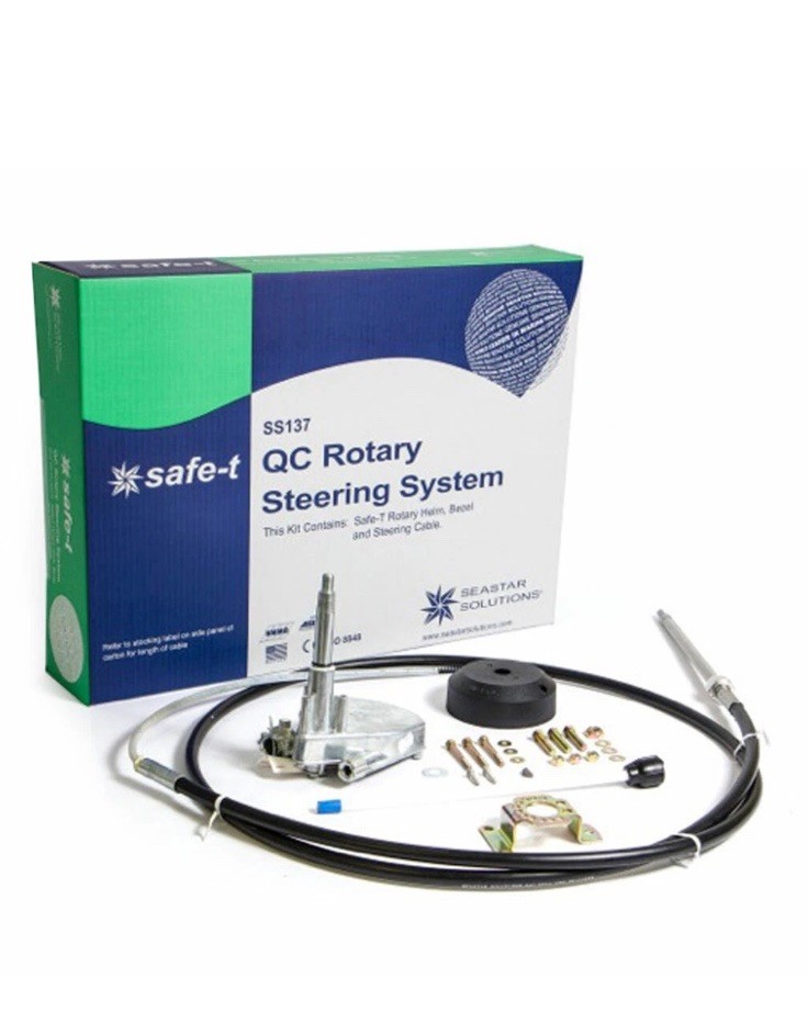 SeaStar SS13712 Safe-T QC Rotary 12ft Outboard Steering Kit Teleflex Marine CS