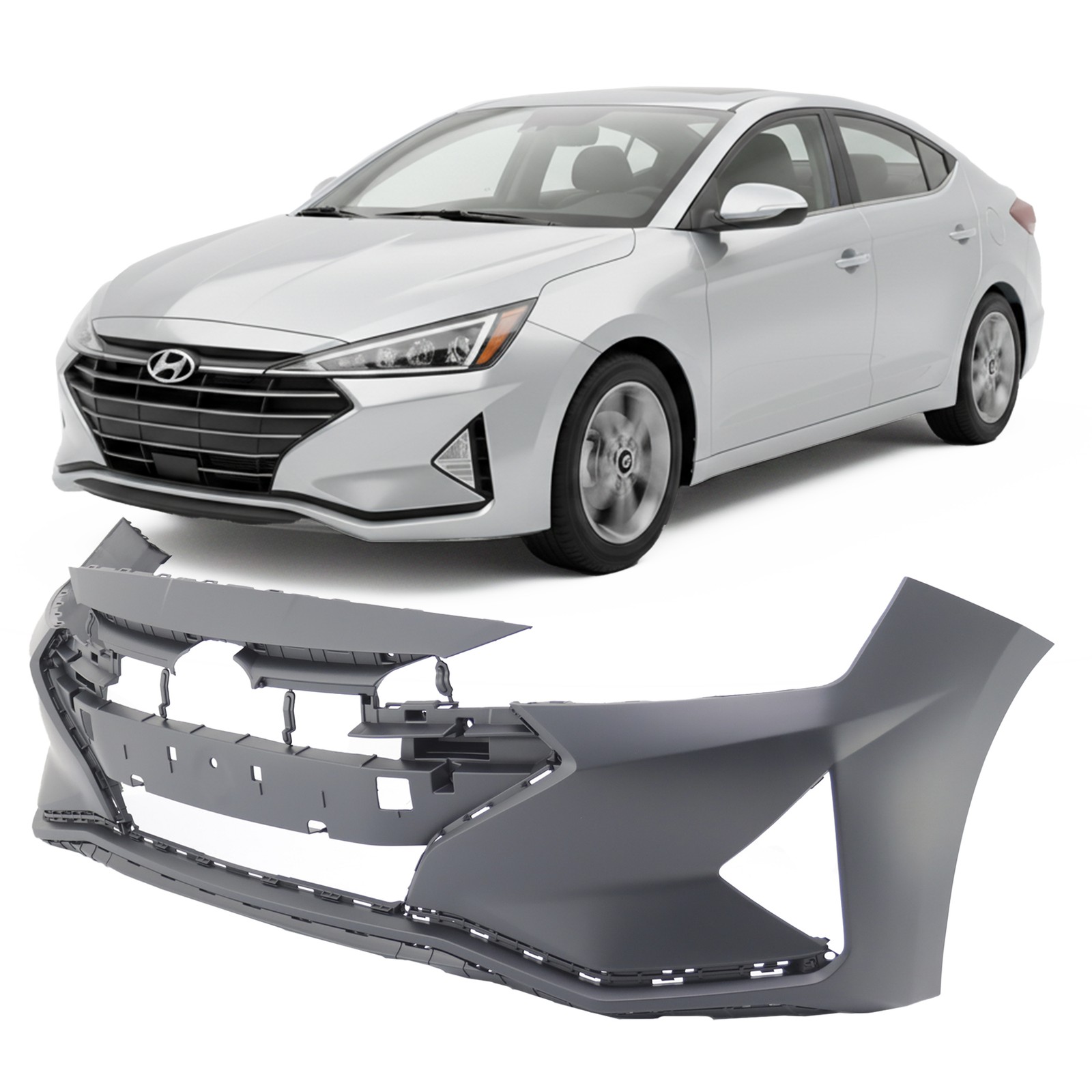 2019-2020 Hyundai Elantra GLS SE Primed Front Bumper Cover HY1000236 86511F3500