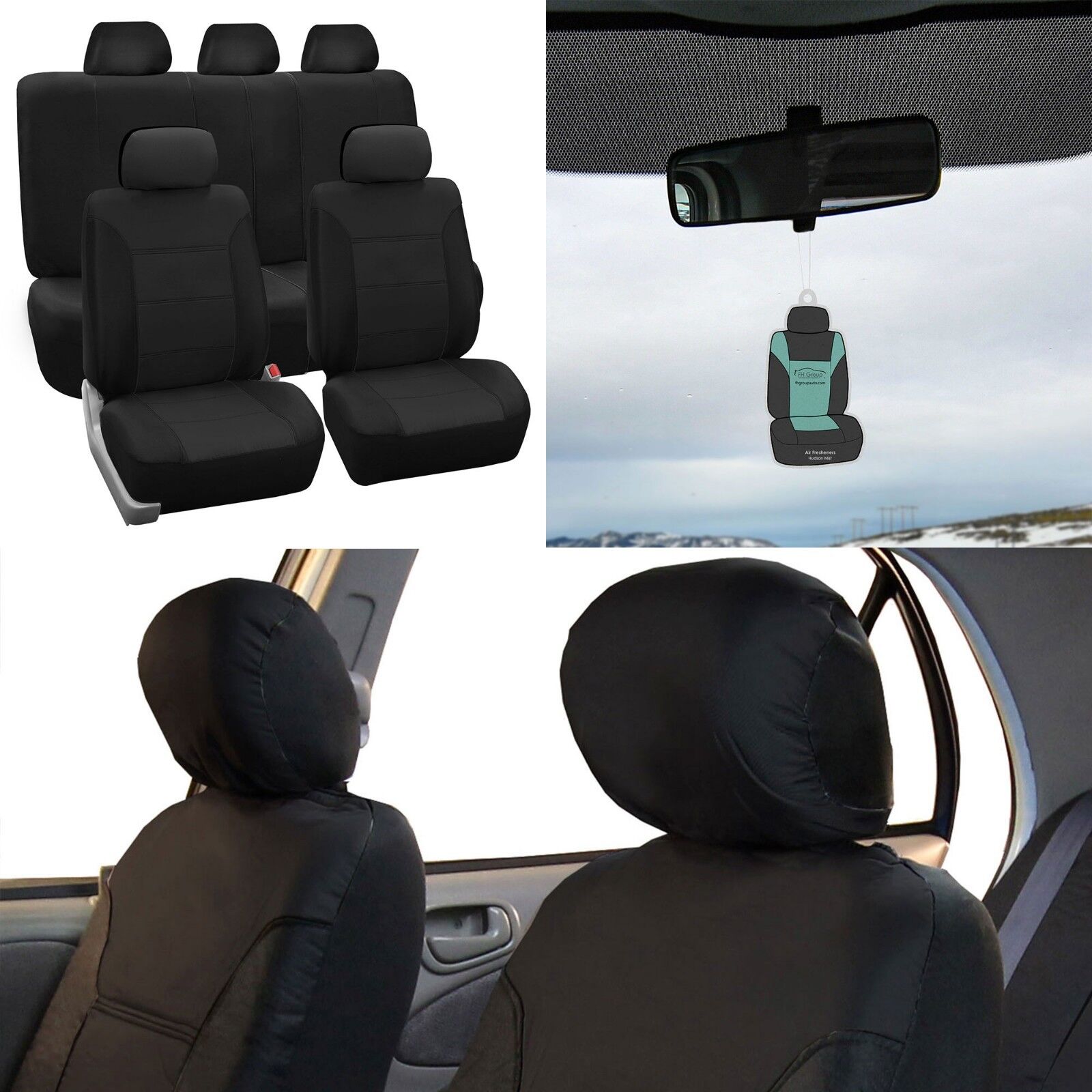 Universal Seat Covers Classic Khaki for Sedan SUV Solid Black  w. FREE Gift