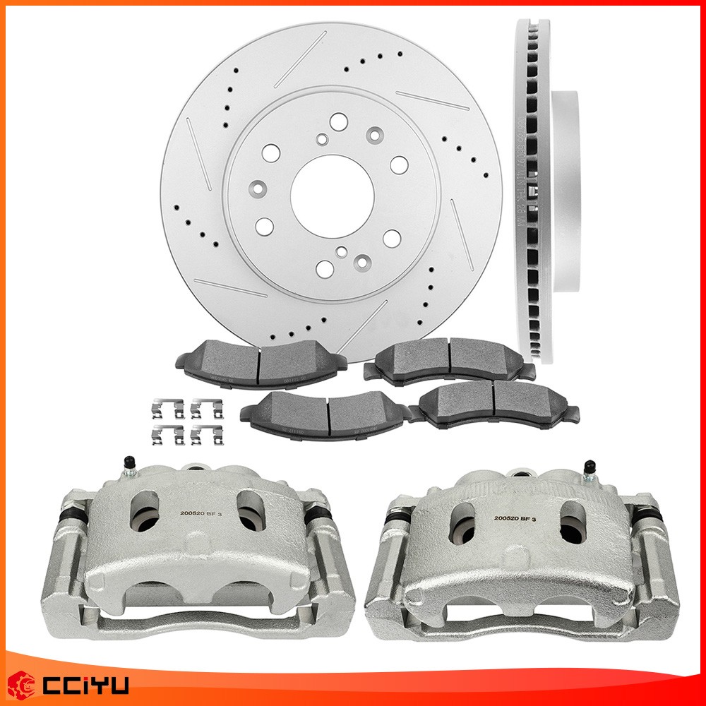 12.99\'\' Front Drilled Rotors Brake Calipers Brake Pads Kit For Chevy Tahoe Yukon