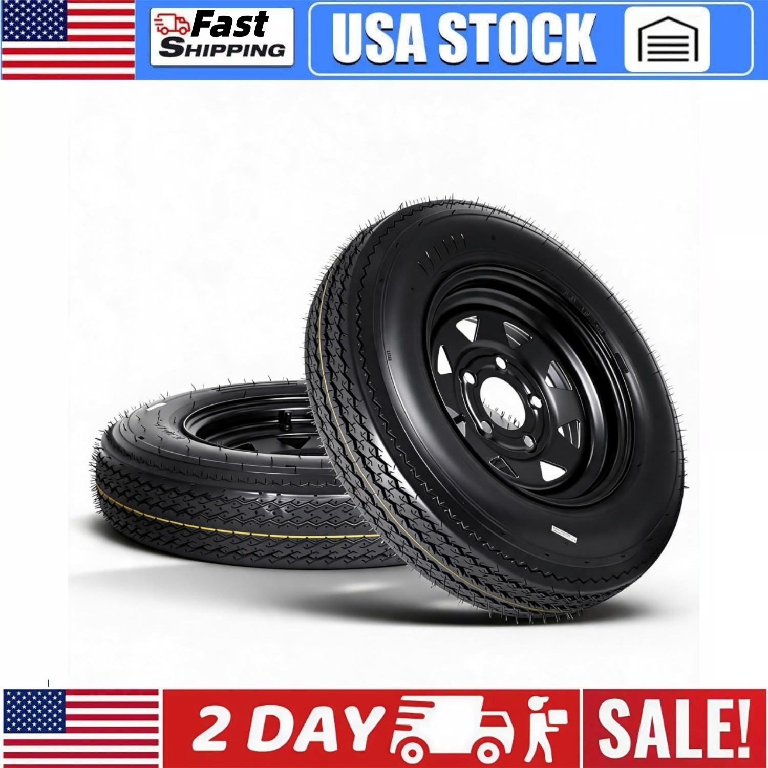 Garvee 2-Pack 5.30-12 Trailer Tires & Wheels 12