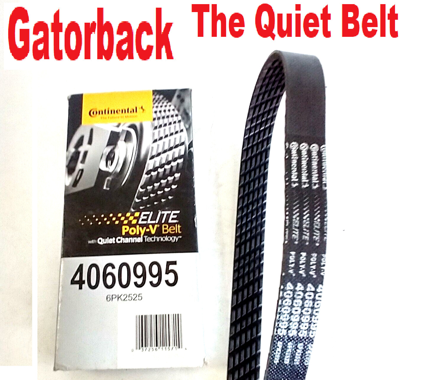 Serpentine Poly-V Belt Quiet Belt Gatorback CONTINENTAL ELITE 4060995, 6PK2525
