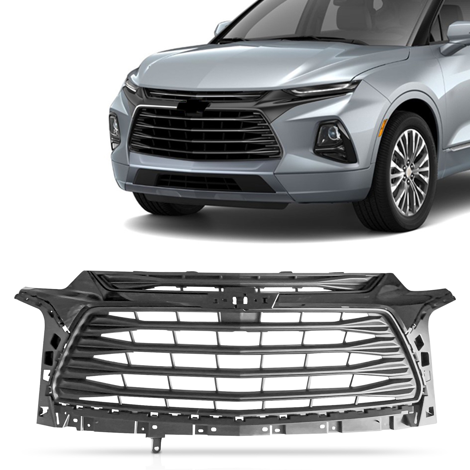 For 2019-2022 Chevrolet Blazer L LT Front Upper Grille Gloss Black