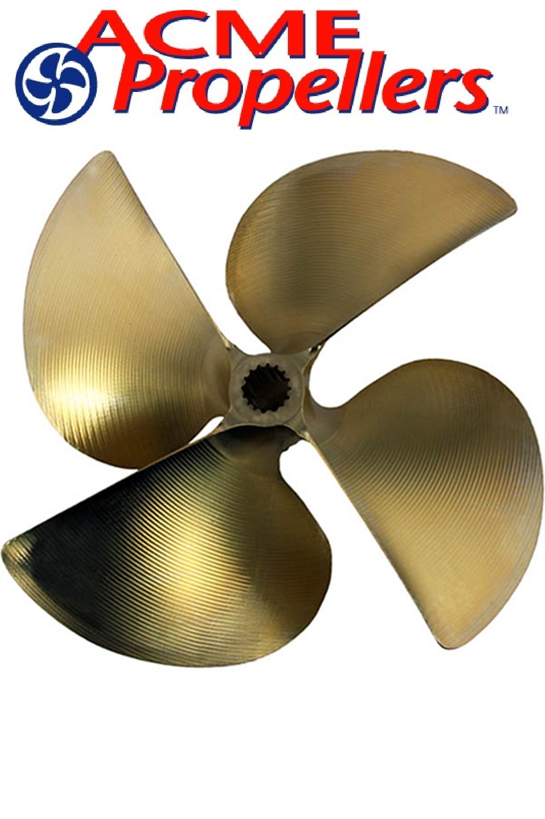 Acme 14.5 x 14.25 Inboard Propeller Left Hand Nibral Cupped Splined Bore 4 Blade