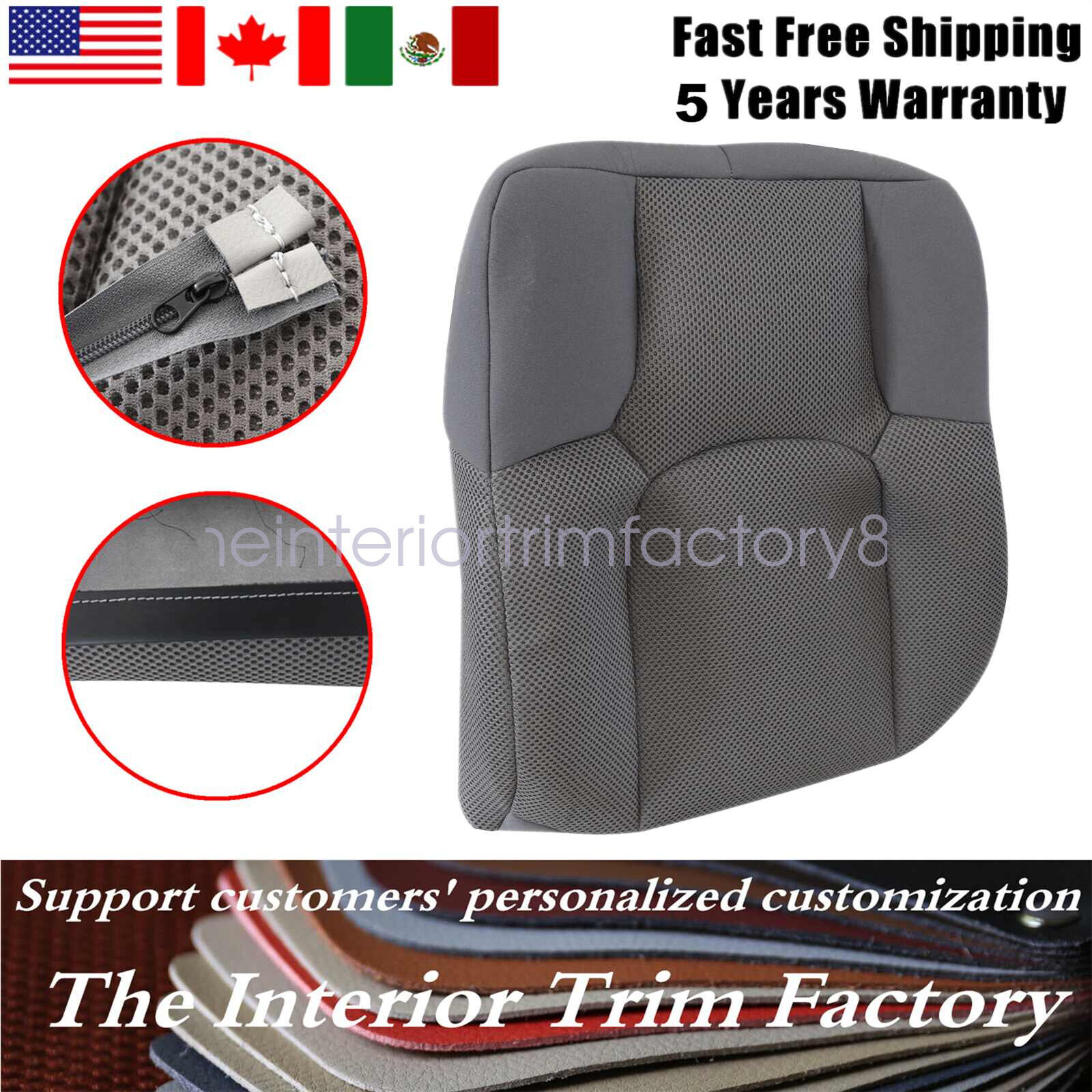 Fit For Nissan Frontier 2005-2019 Driver Side Replacement Back Seat Cover Gray
