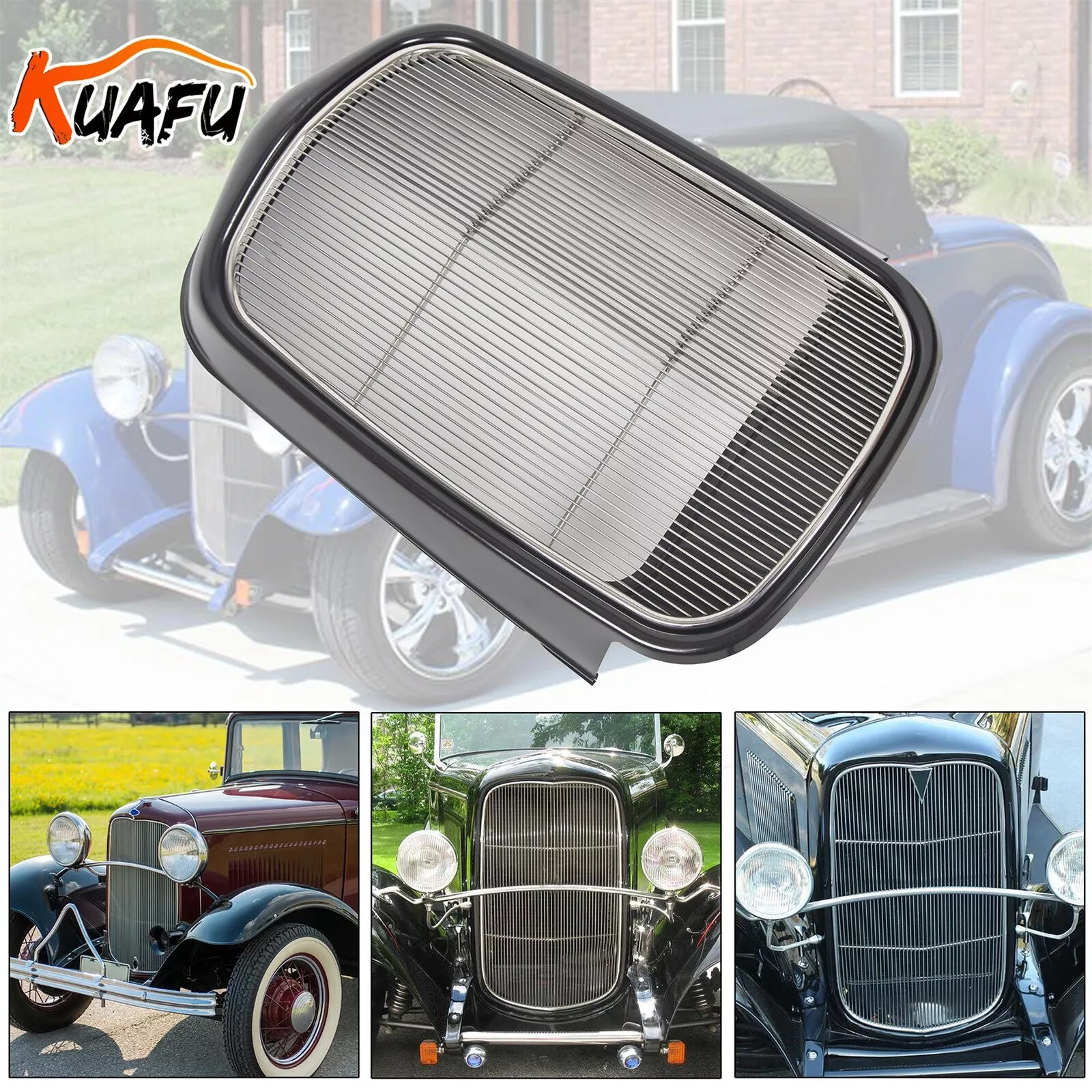 For 1932 Ford Steel Front Grille Shell+Stainless Grill Without Crank Hole For 1932 Ford Steel Front Grille Shell+Stainless Grill Without Crank Hole