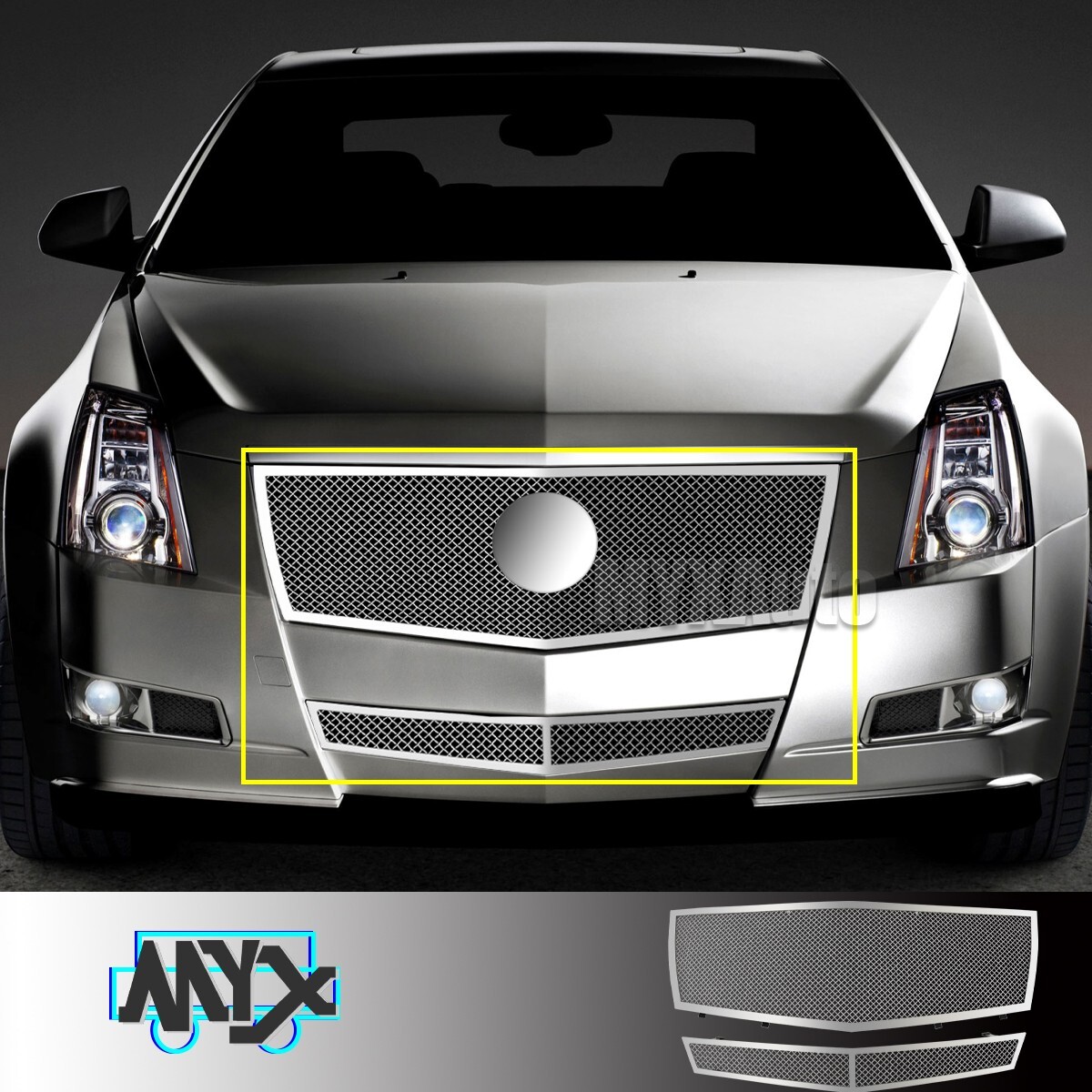 Grill Fits 2008-2013 Cadillac CTS Grille Stainless Steel Mesh Grille Insert 09