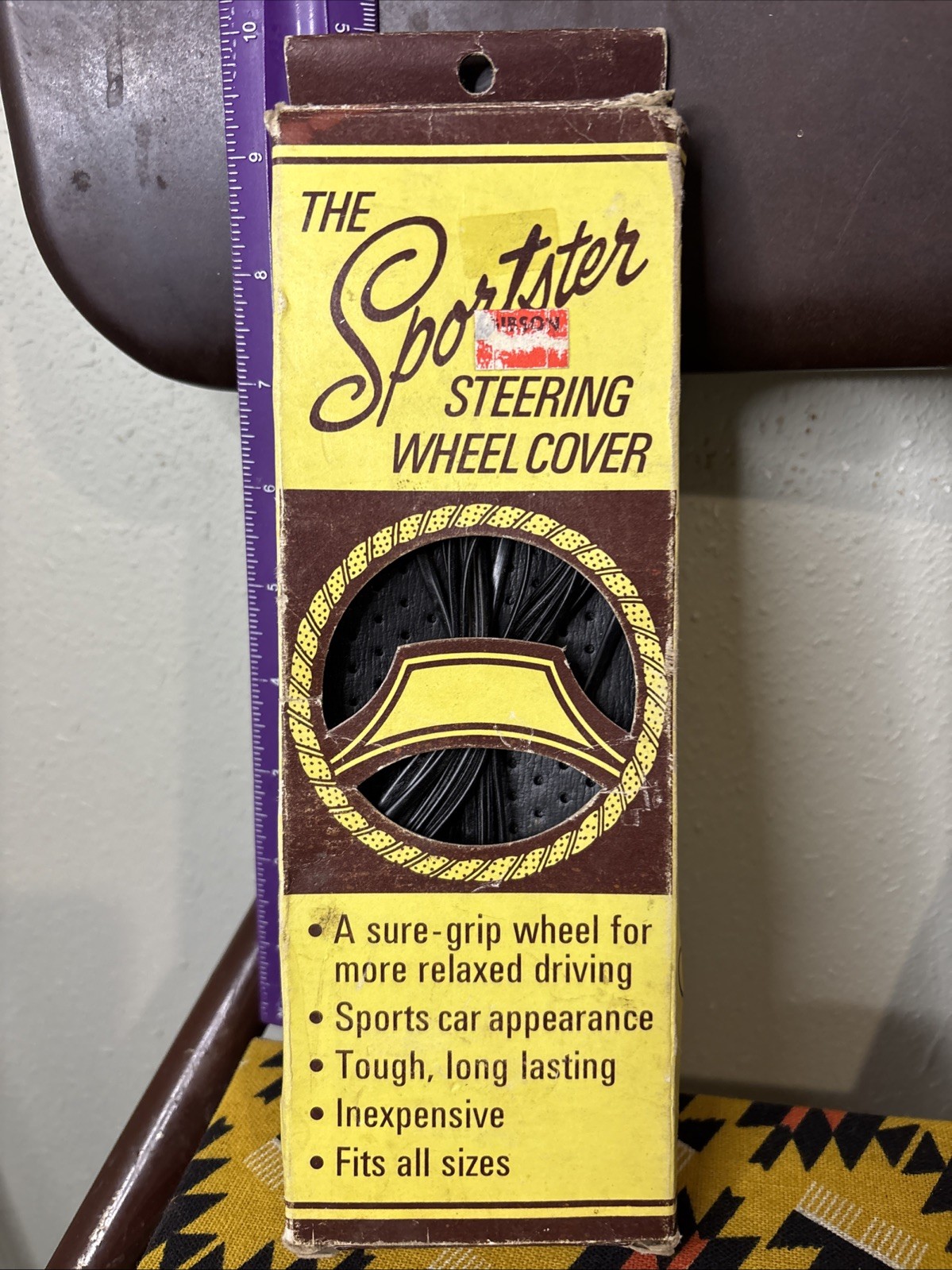VTG 60/70s The Sportster Steering Wheel Cover Brown Leather Cord Rope Rare