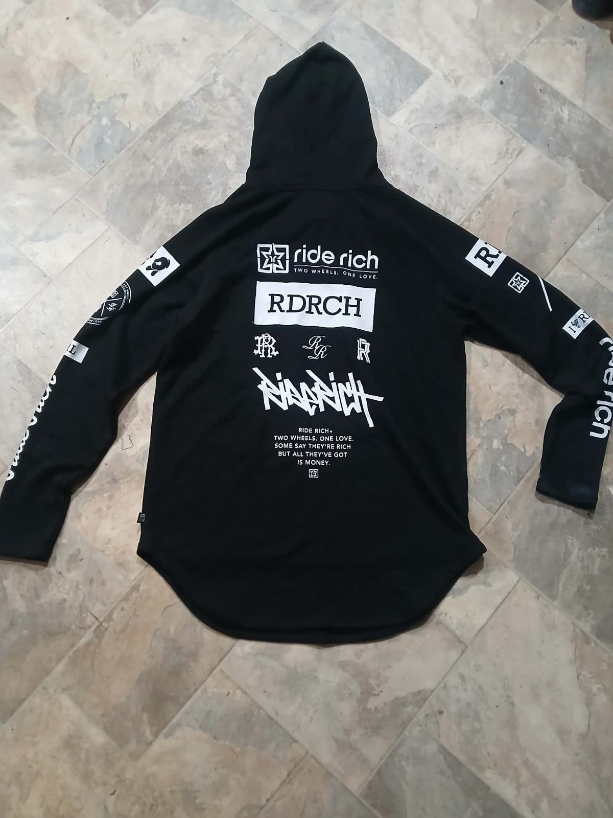 Ride Rich GP Scoop Pullover Motorcycle Hoodie Black White Bike Clothing Ride Rich GP Scoop Pullover Motorcycle Hoodie Black White Bike Clothing