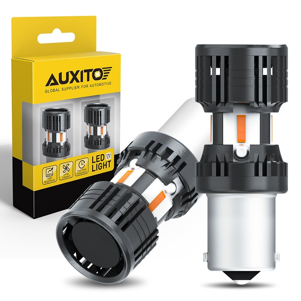 AUXITO BA15S 8SMD 1860 LED Front Turn Signal Light Bulbs 7506 Amber Yellow New