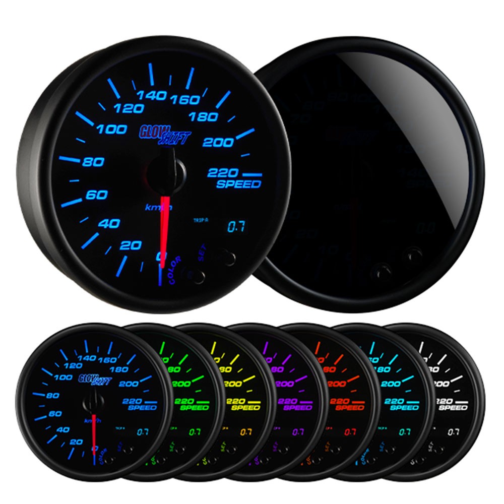 GlowShift In-Dash 220 KPH Speedometer Gauge Kit 3-3/4
