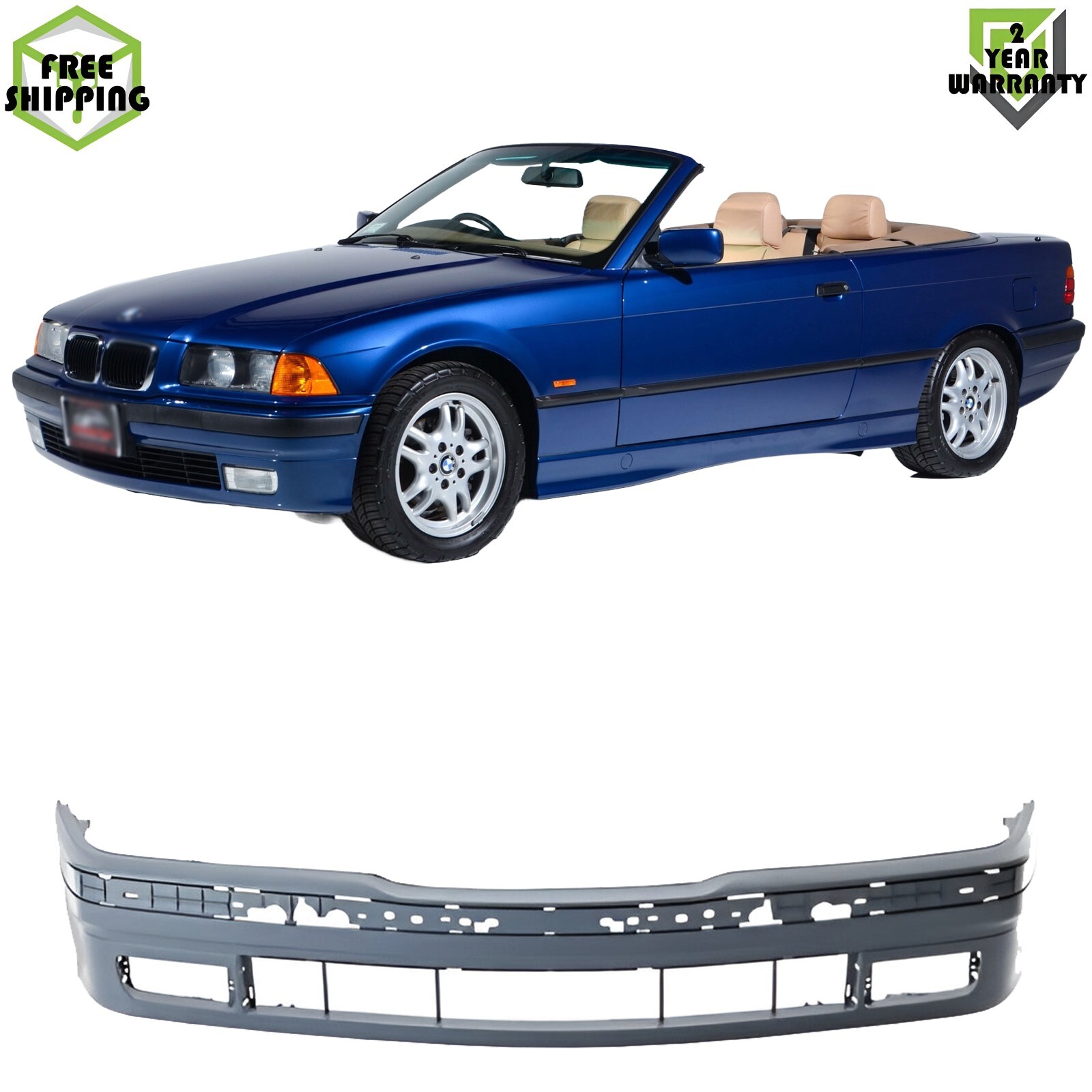 Front Bumper Cover Primed Plastic For 1996-1999 BMW 328i