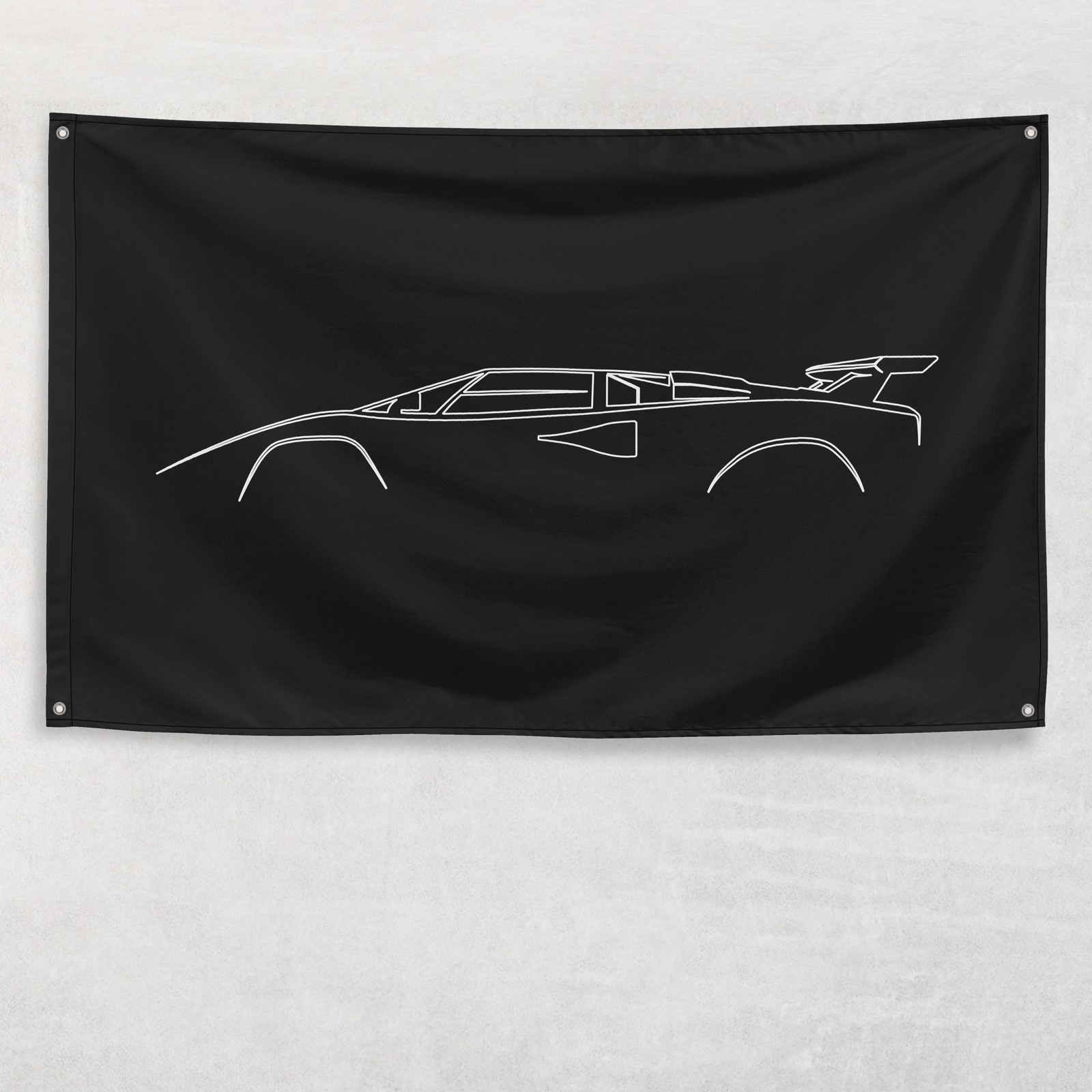 Countach LP5000 S Quattrovalvole Flag 3x5 ft Banner Car Silhouette Garage Gift