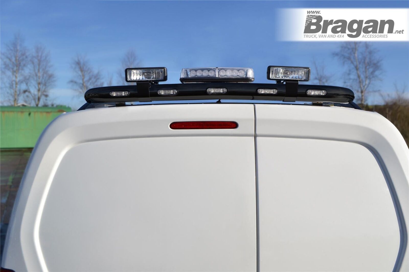 Rear Roof Bar + Beacon + Spot + LEDs For Opel Vauxhall Combo 2019+ BLACK Steel