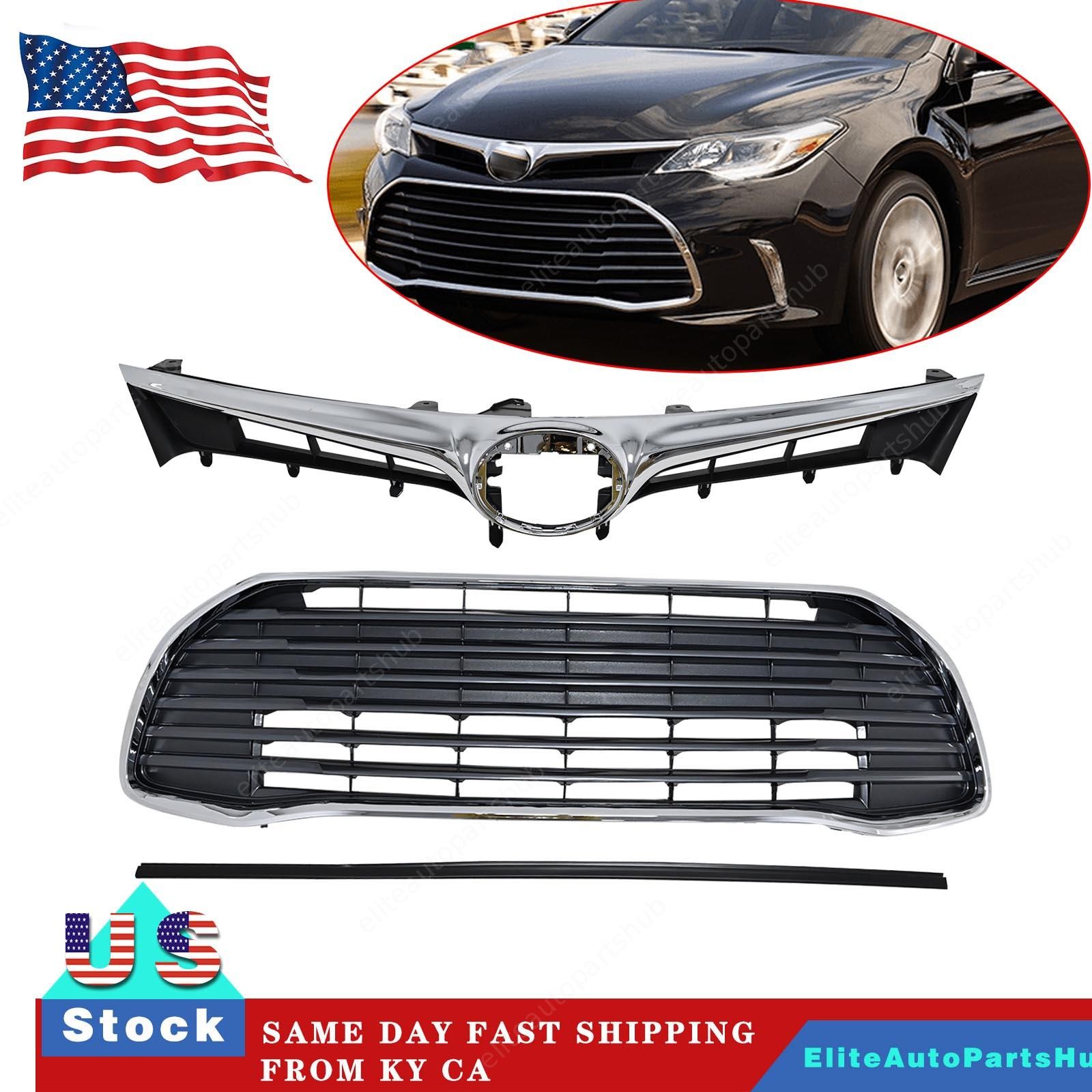 Front Bumper Upper Grille & Lower Grille Chrome For 2016 2017 2018 Toyota Avalon
