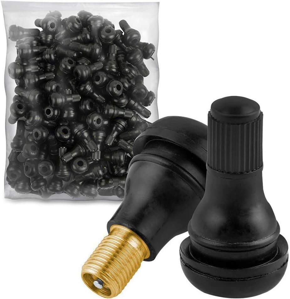 100 Pack TR412 Tire Valve Stems, Tubeless Rubber Snap-in Tire Valve Stem, Sho...