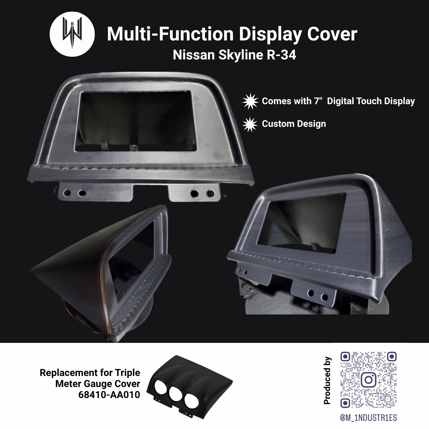Nissan Skyline R34 GTT GTR MFD Cover Bezel - PROJECT EDITION + Touch Display