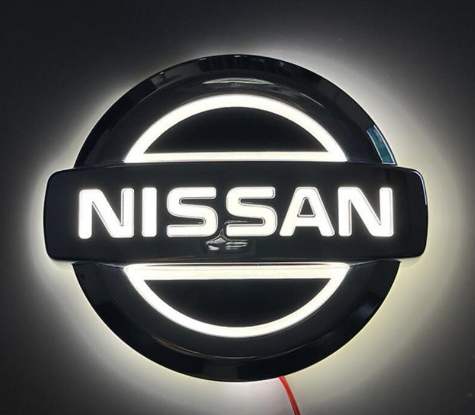 LED Emblem 117x100mm Car Exterior Parts 4.61 ×3.94 in White Light for🚀Nissan 5D