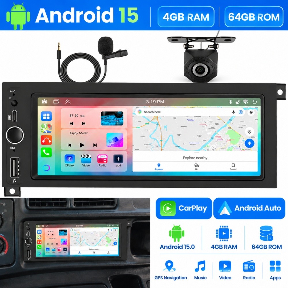 For 1984-1993 Dodge Pickup W150 W250 W350 Android 15 Carplay Car Stereo WIFI Cam