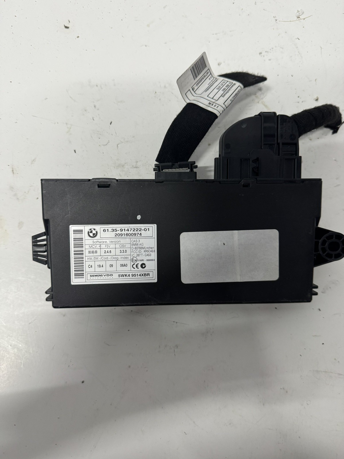 2007-2012 BMW IGNITION KEY COMFORT CONTROL COMPUTER MODULE CAS3 61.35-9147222-01 2007-2012 BMW IGNITION KEY COMFORT CONTROL COMPUTER MODULE CAS3 61.35-9147222-01