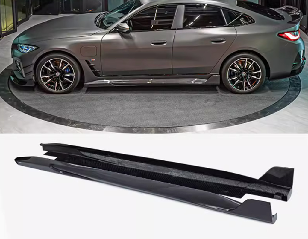 Dry Carbon Fiber Exterior Side Skirt Side Splitters Cover For BMW I4 2022-2024