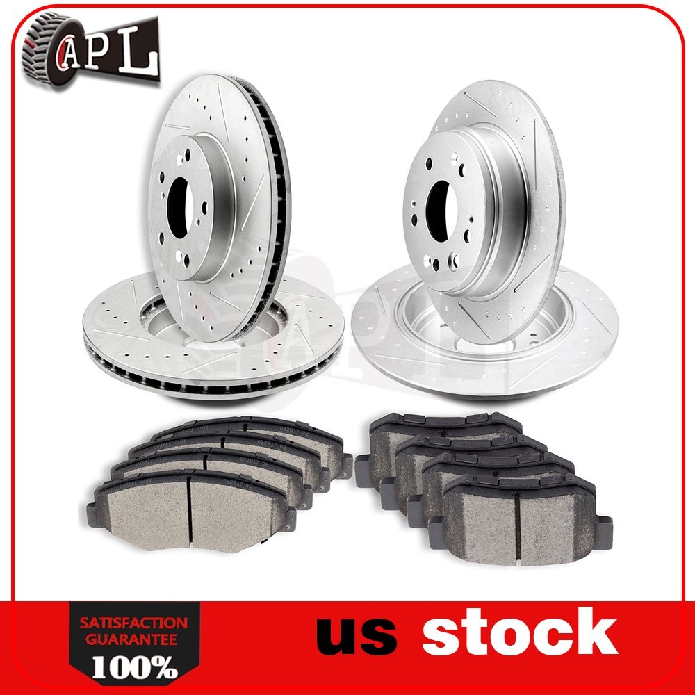 Front Rear Brake Rotors + Ceramic Pads For 2002-2004 Honda CR-V Drilled Slotted