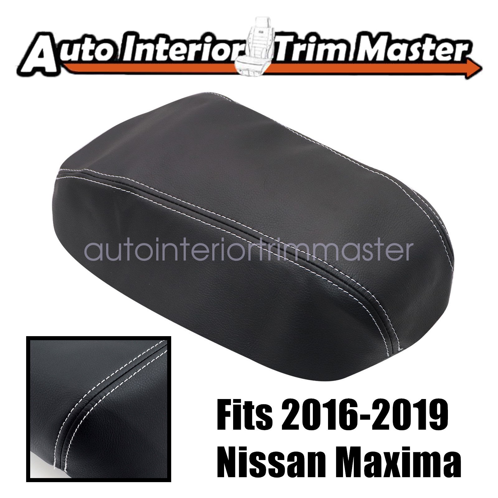 Fits 16-19 Nissan Maxima Leather Center Console Lid Armrest Cover Gray Stitch US