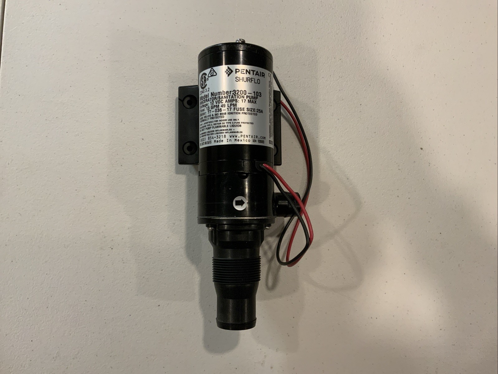 Shurflo by Pentair MACERATOR Pump w/180deg Port 12 VDC, 13 GPM 3200-101 Marine Shurflo by Pentair MACERATOR Pump w/180deg Port 12 VDC, 13 GPM 3200-101 Marine