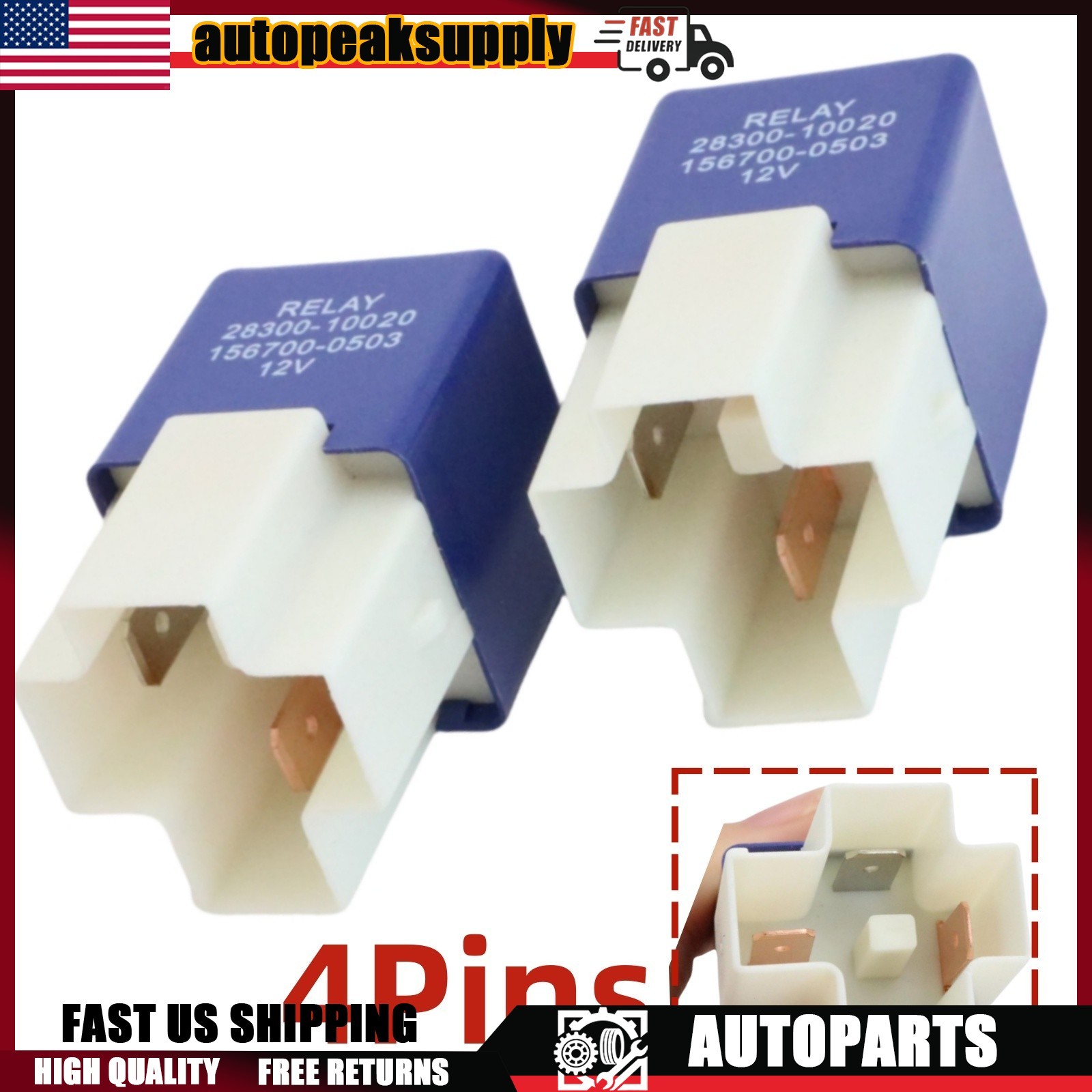 2PCS Starter Relay 28300-10020 For Toyota Camry Corolla Lexus 4-Pins Replaces