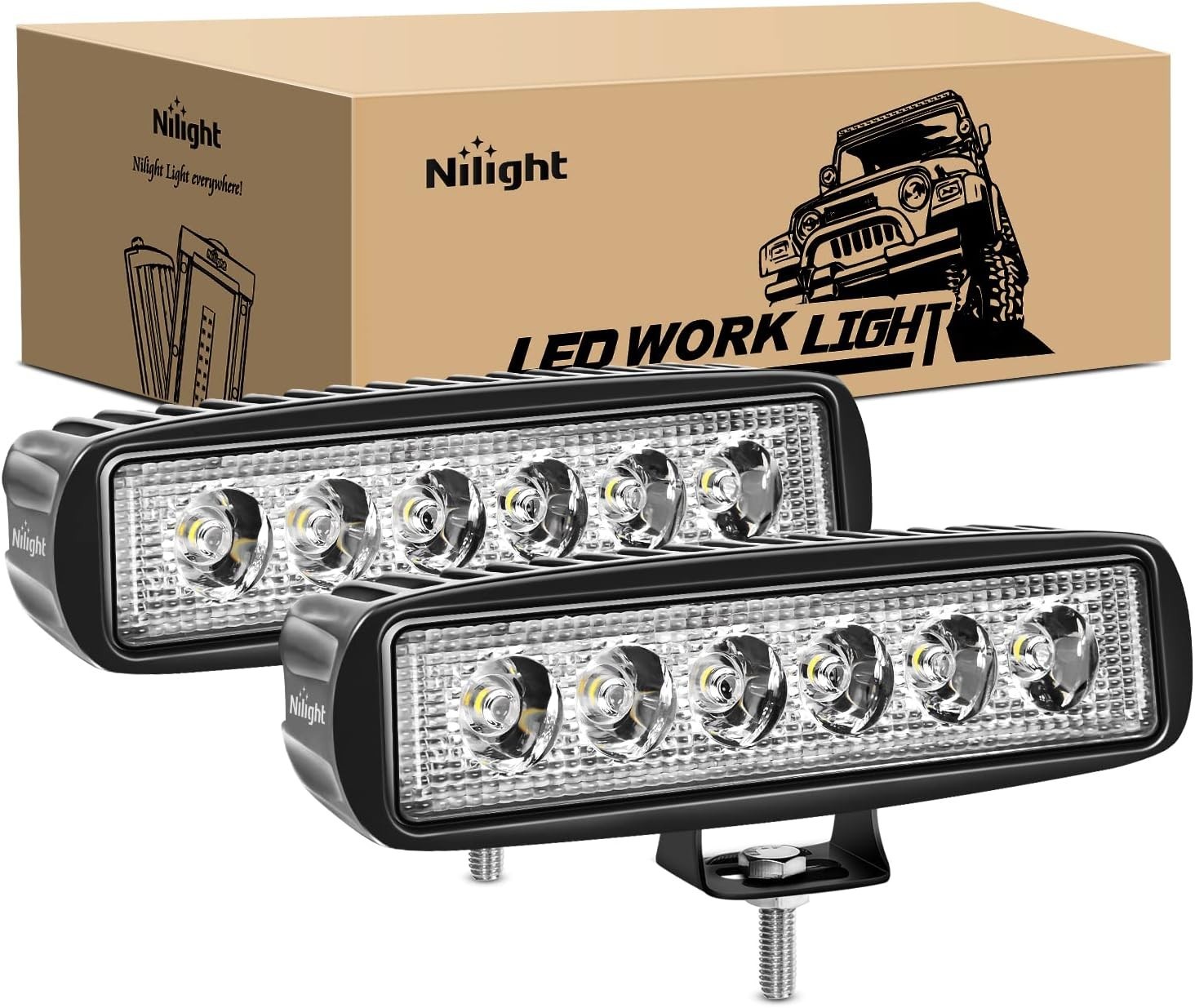 Nilight LED Light Bar 2PCS 18W 6Inch Flood LED Pods Offroad Fog Light Waterp... Nilight LED Light Bar 2PCS 18W 6Inch Flood LED Pods Offroad Fog Light Waterp...