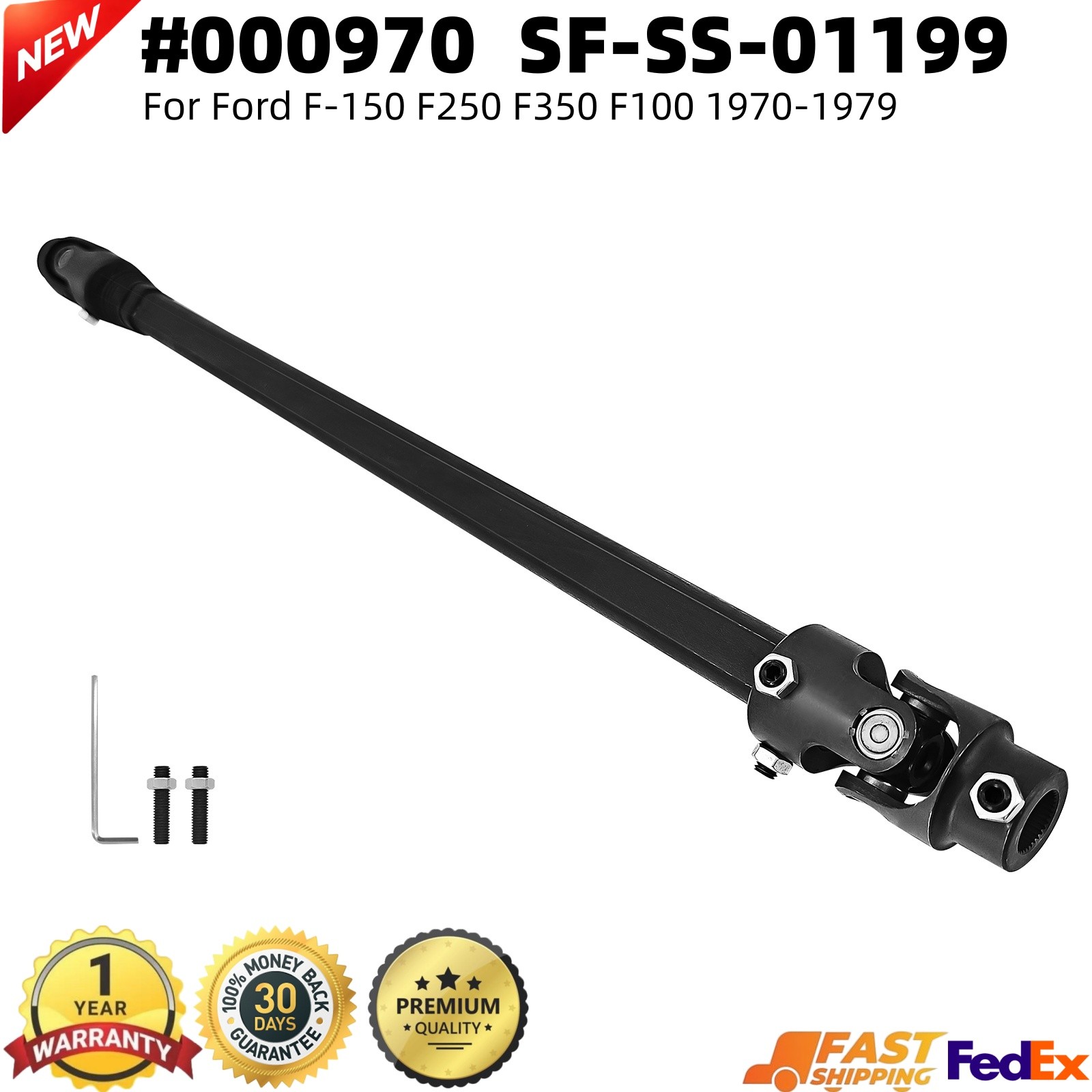 NEW 000970 HD Telescopic Steel Steering Shaft for 1970-1979 Ford Truck 3/4 in