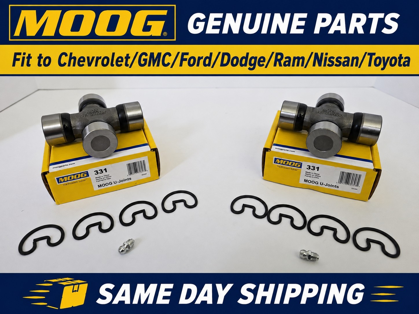 (2) Universal Joint Genuine Moog 331 Fit to Several Cars Brand (2) Universal Joint Genuine Moog 331 Fit to Several Cars Brand