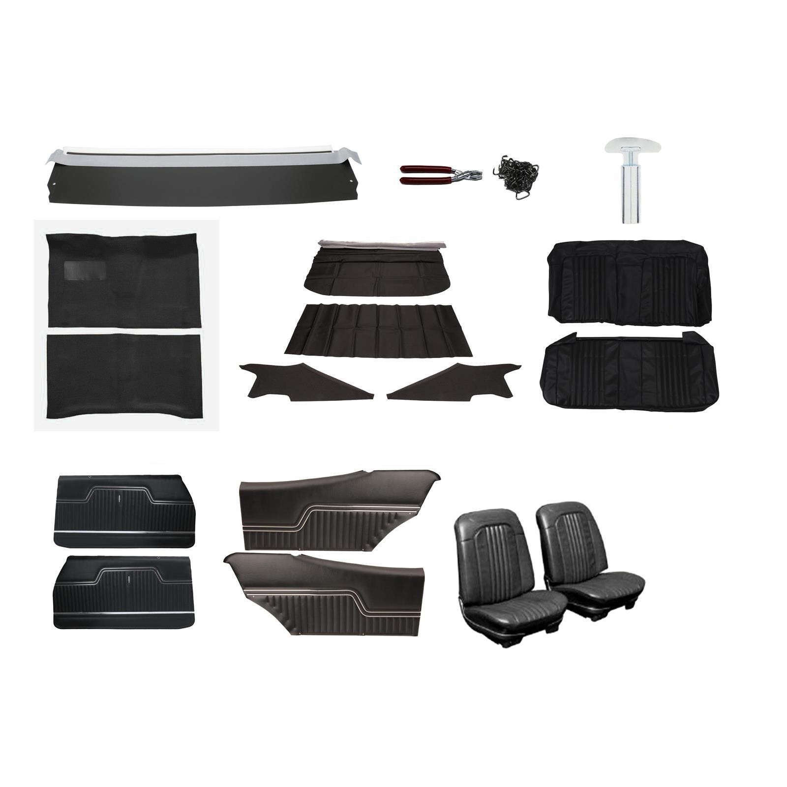 Complete Interior Upholstery Kit, 1971-72 Chevelle, Black, Automatic
