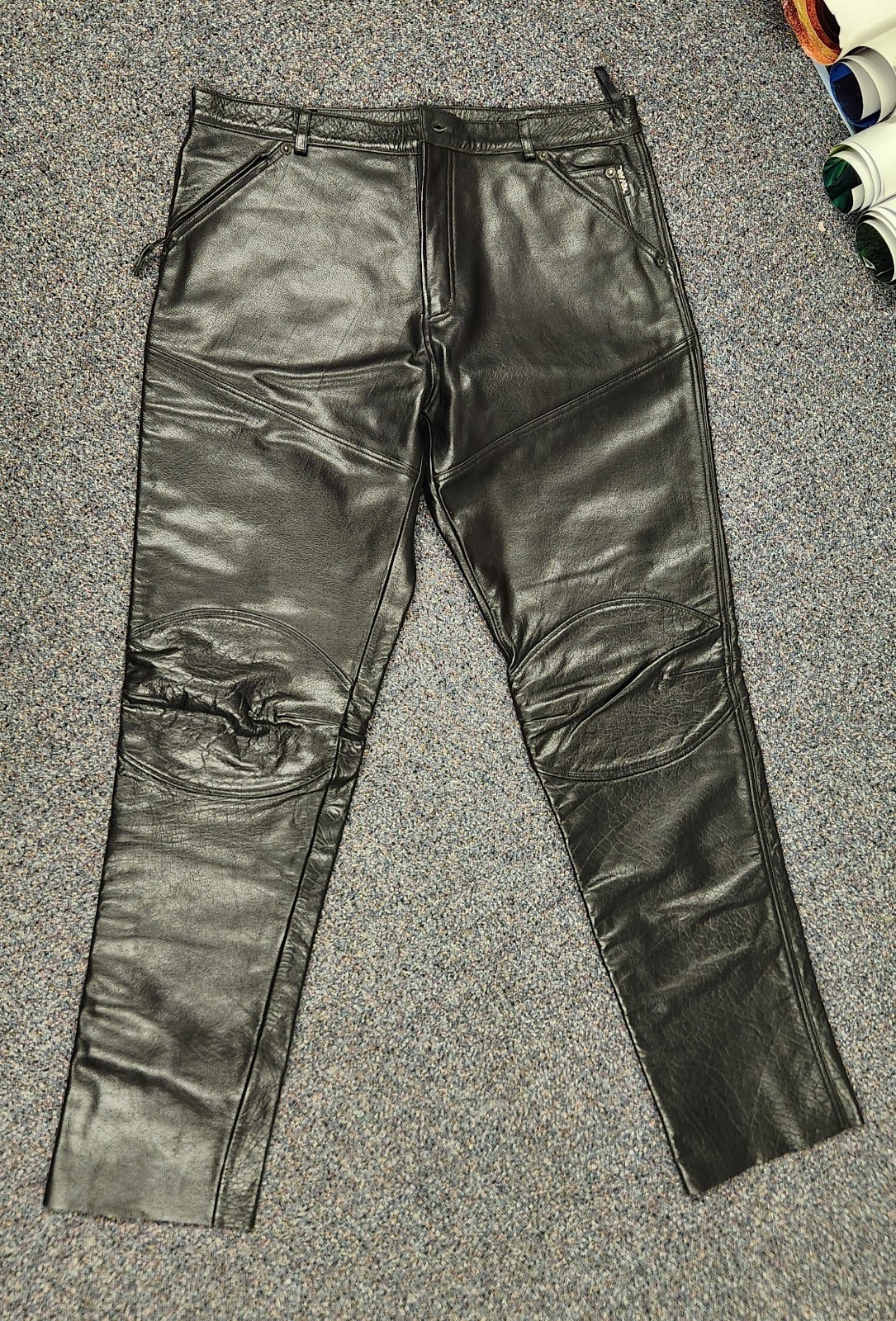 Vintage First Racing Riding Gear Motorcycle Leather Black Pants Mens 38