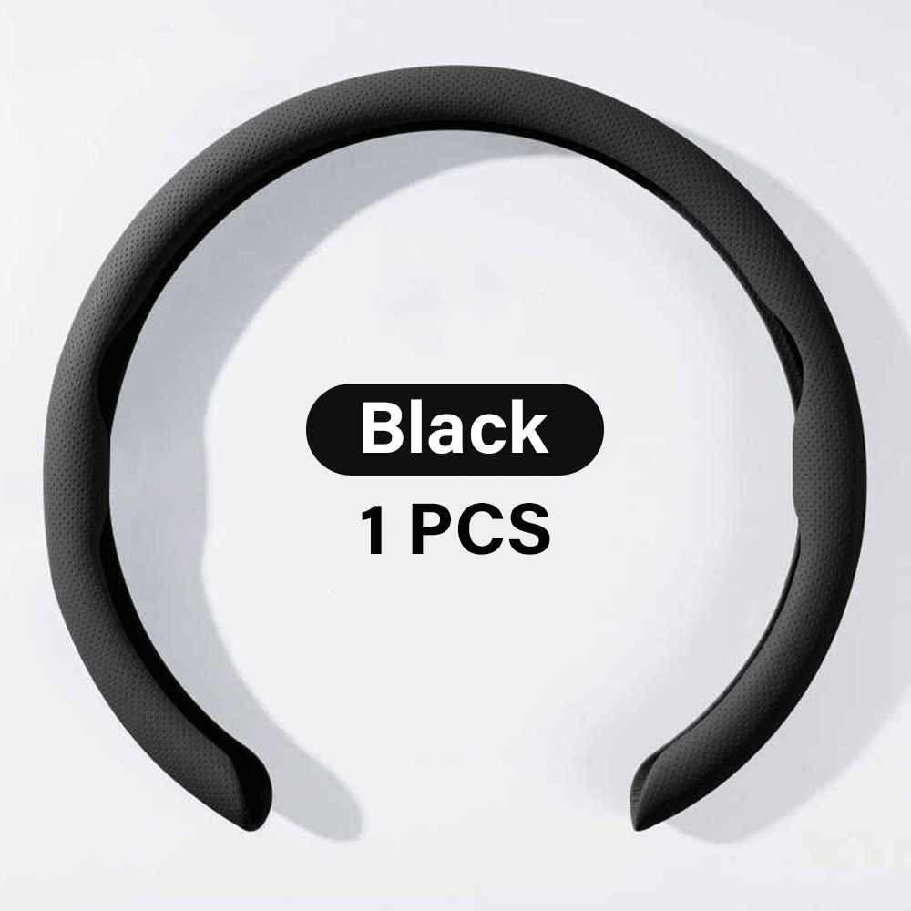 For Peugeot Steering Wheel Cover Nappa Leather Non-Slip Clip on Breathable 15''