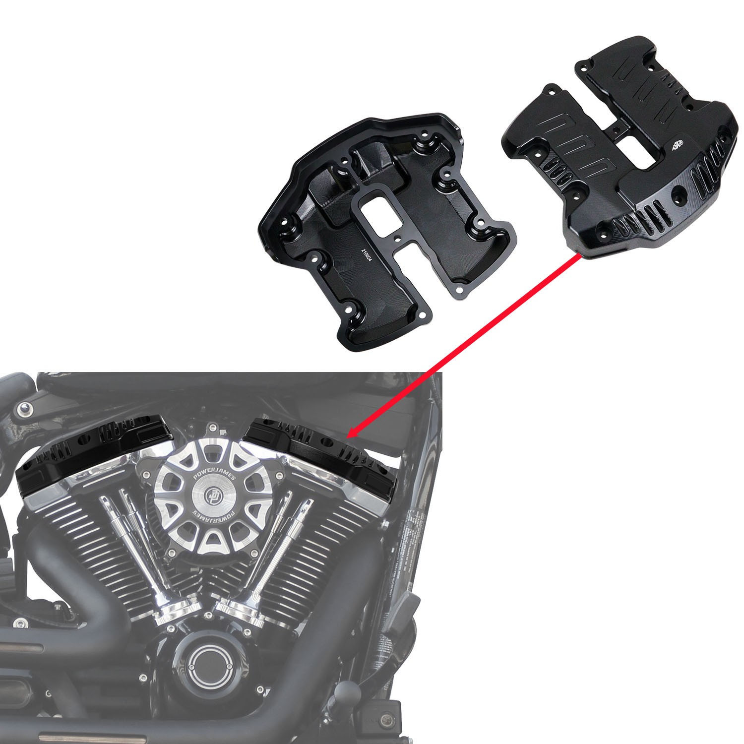 1 SET Black M8 Engine Rocker Box Top Covers for Harley 2018-2025 Softail Touring